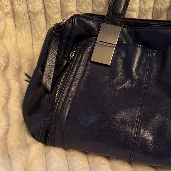 B. Makowsky Navy Leather Shoulder Bag - Picture 3 of 13